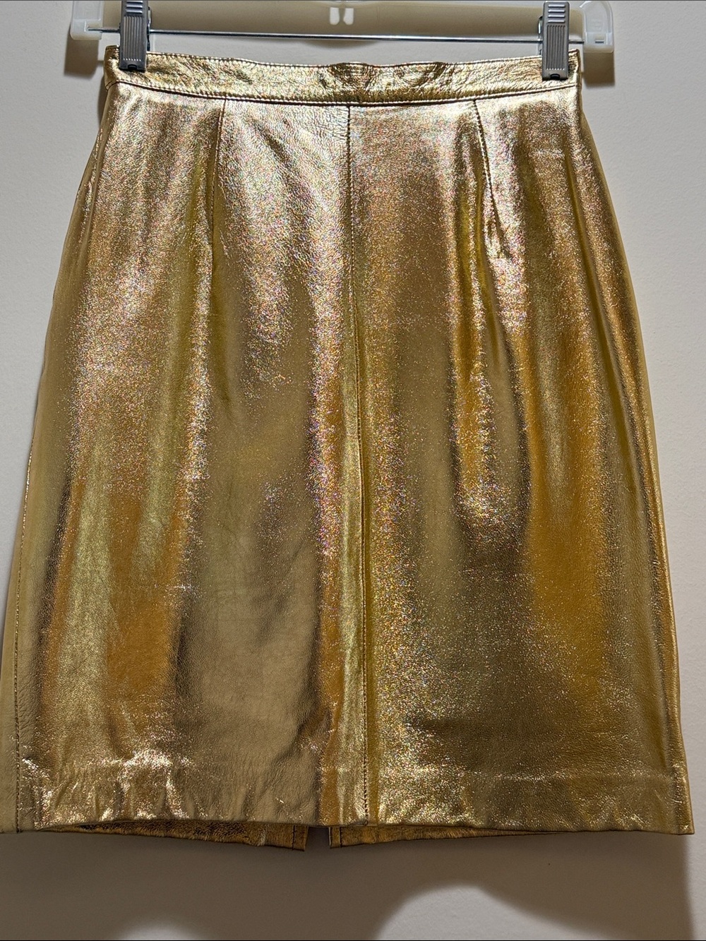 Lillie Rubin Metallic Gold Leather Pencil Skirt VTG size 4